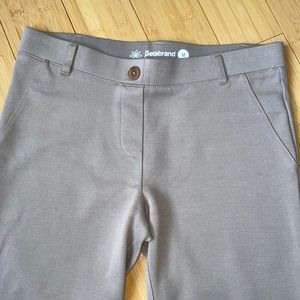 Betabrand classic dress pants yoga pants, khaki twill fabric, flare leg PETITE